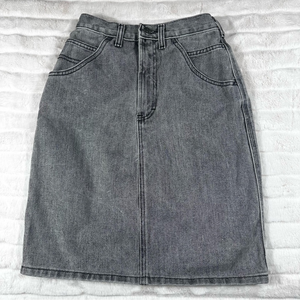 Calvin Klein Sport Gray Denim Skirt Sz 4 22” Cargo Pocket Indie Sleeze Vtg 80s